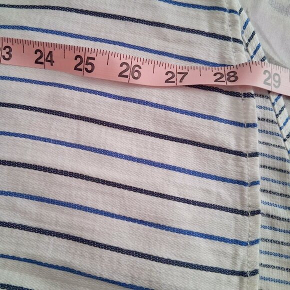 Liz Claiborne Blouse-y Blue Striped Long Sleeve Buttoned Shirt Blouse Size L - Picture 8 of 8